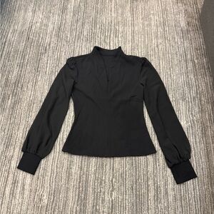 Commense Black Long-Sleeve V-Neck Blouse